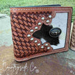 Brown leather wallet with decorative elements - Buckhorn Cowhide Men's Wallet