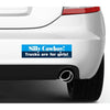 Car with a bumper sticker on the back reading 'Silly Cowboy! Trucks are for girls!'