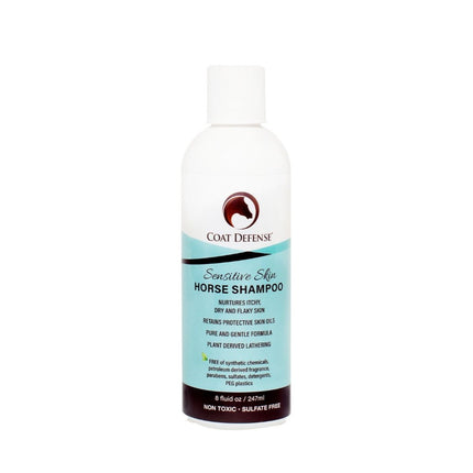COAT DEFENSE® Sensitive Skin Horse Shampoo - 8oz Front of bottle