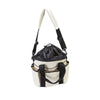 Canvas Drawstring Grooming Tote closed showing shoulder strap and short handle