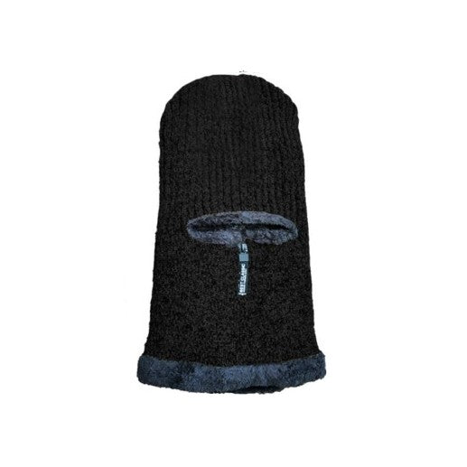 Cap Zone - Dark Neutral Chenille Knitted Fleece Balaclava Black