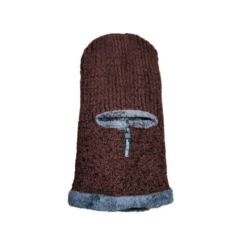 Cap Zone - Dark Neutral Chenille Knitted Fleece Balaclava Brown
