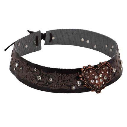 Cap Zone - Heart Bling Rhinestone Belt Felt Cowboy Hat Belt detail
