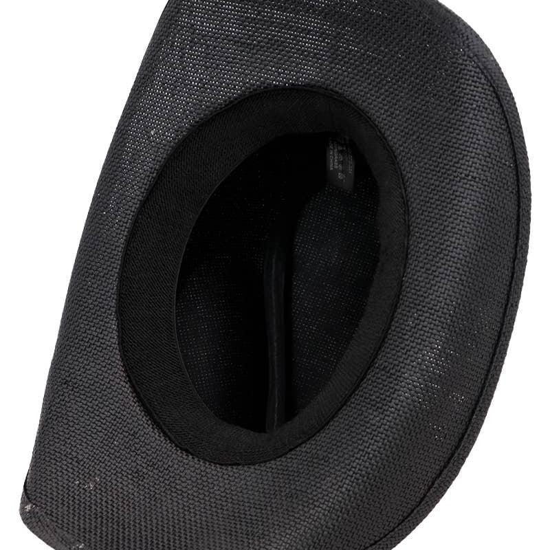 Cap Zone - Matte Monochrome Chain Cowboy Hat inside detail view