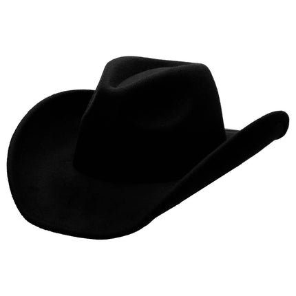 Cap Zone - Stitched Concho Belt Tycoon Felt Cowboy Hat Black shown without belt (included)