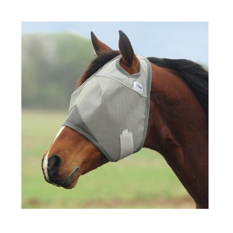 Cashel Crusader Standard Nose Pasture Fly Mask without Ears Grey on model horse at pasture
