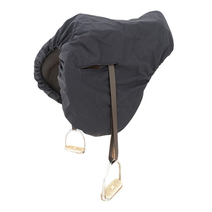 Cashel Saddle Shield Rain Cover on a model saddle