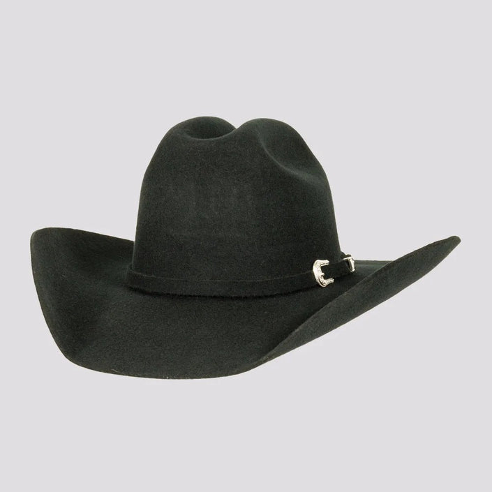 American Hat Makers - Cattleman - Felt Cowboy Hat Black with hat band and three piece buckle