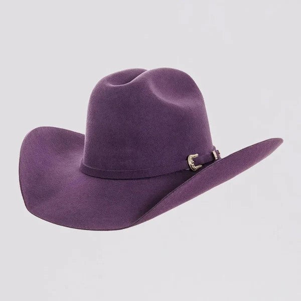 American Hat Makers - Cattleman - Felt Cowboy Hat Purple with hat band and three piece buckle