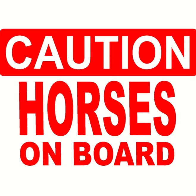 CAUTION HORSES ON BOARD decal sticker