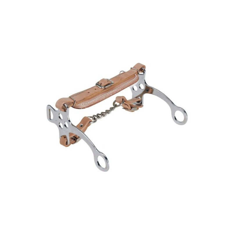 Centaur® Fleece Lined Hackamore Bit with curb chain in light oil leather and synthetic fleece