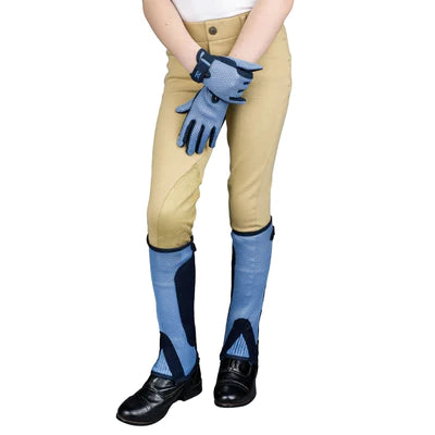 Children's Air Mesh Half Chap and Glove Set light blue
