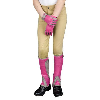 Children's Air Mesh Half Chap and Glove Set Pink
