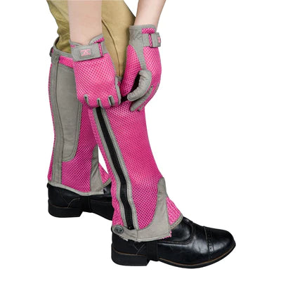 Children's Air Mesh Half Chap and Glove Set shows chaps from side view 