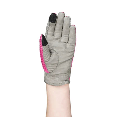 Children's Air Mesh Half Chap and Glove Set shows pink glove from palm of hand