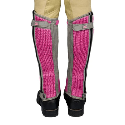 Children's Air Mesh Half Chap and Glove Set pink chap back view