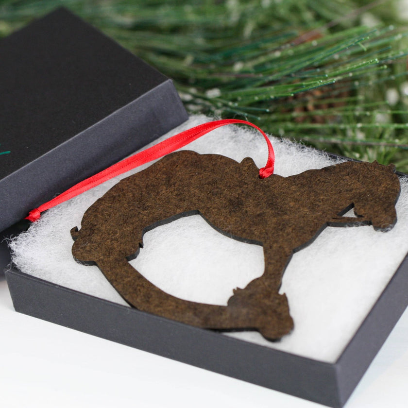 Classy Equine - 2024 Black Blagdon Gypsy Rocking Horse Christmas Ornament back view
