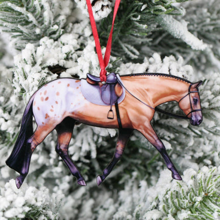 Classy Equine - Buckskin Appaloosa English Pleasure Horse Ornament hanging