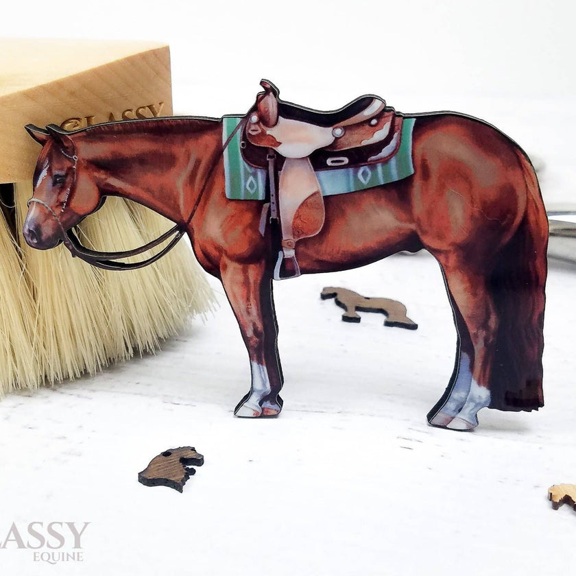 Classy Equine - Chestnut Western Quarter Horse Ornament