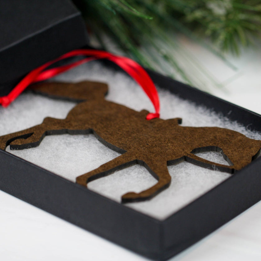 Classy Equine - Dapple Gray Arabian Show Horse Ornament back brown