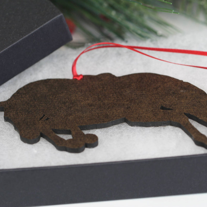 Classy Equine - Equestrian Hunter Horse Ornament - Bay Jumping back view 