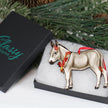 Classy Equine - Gray & White Miniature Donkey Christmas Ornament gift box