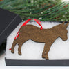 Classy Equine - Gray & White Miniature Donkey Christmas Ornament back view