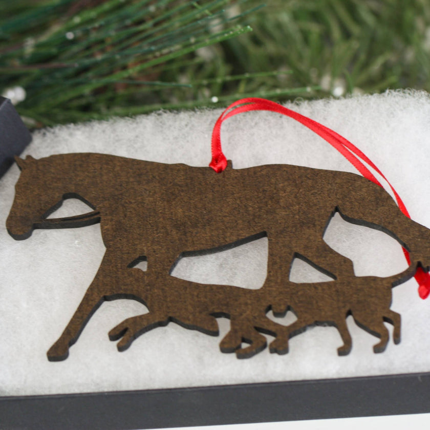 Classy Equine - Lt. Gray Fox Hunter Horse and Hounds Field Hunter Ornament back