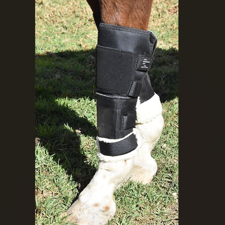 Click Horse Knee Shields on model horse