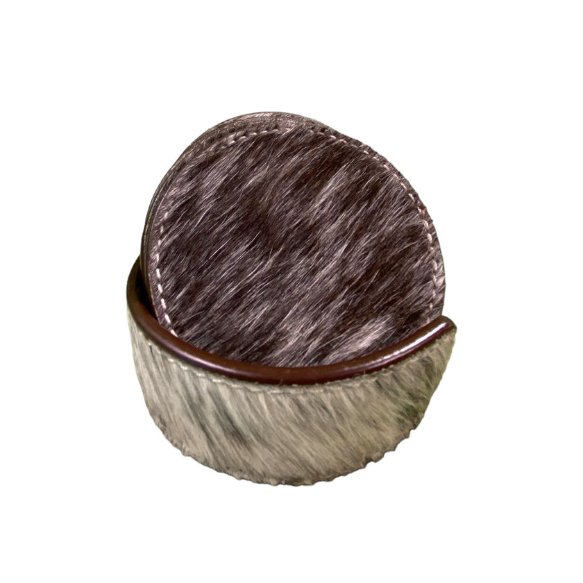 HorseHairz Equestrian Cowhide Coaster Set