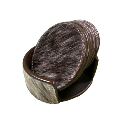 HorseHairz Equestrian Cowhide Coaster Set