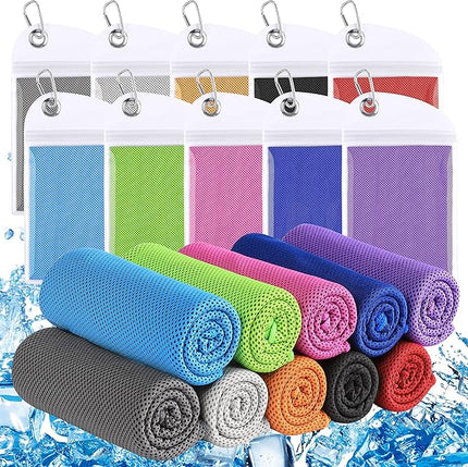 Cooling Towels for Neck and Face showing 10 assorted colors 