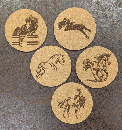 Back Forty Designs Equestrian Theme Cork Coasters