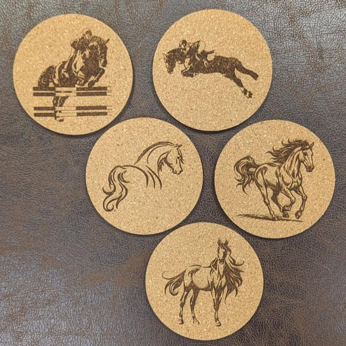 Back Forty Designs Equestrian Theme Cork Coasters Assorted