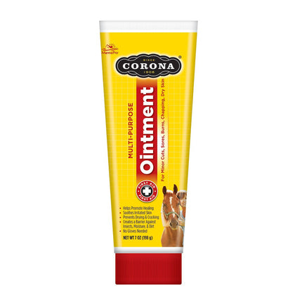7 ounce Tube of Corona multi-purpose ointment for horses on a white background