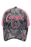 Cowgirl Horseshoe Bling Camo Curved Bill Baseball Cap front view 