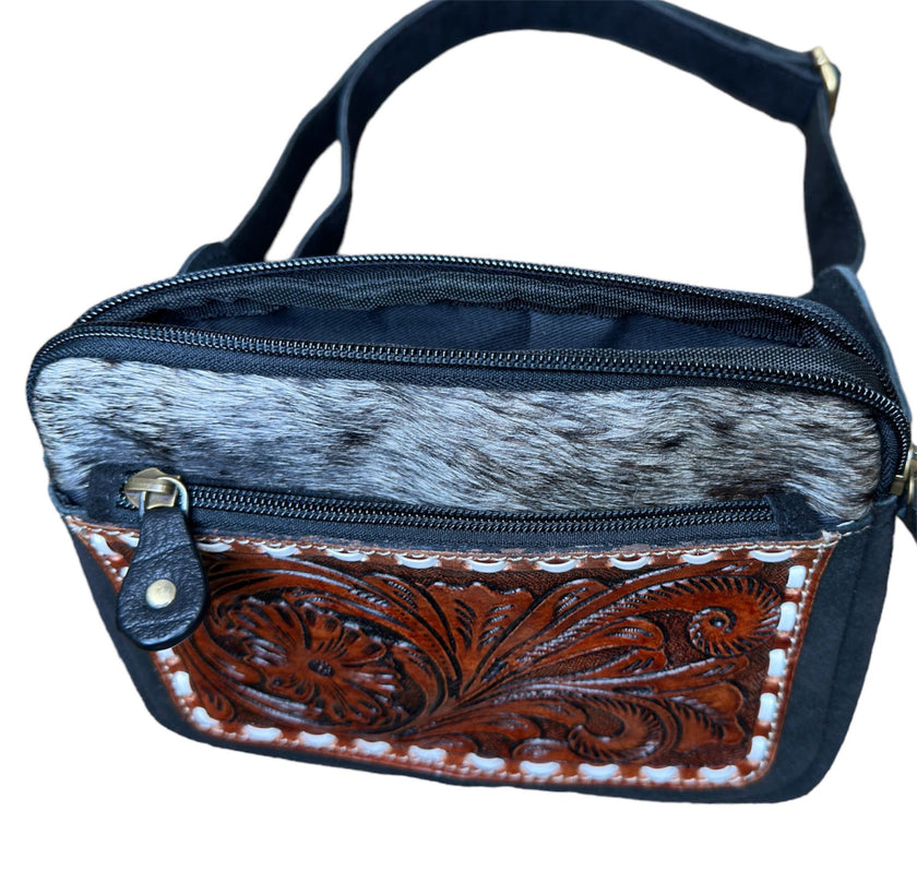 HorseHairz Equestrian Cowhide Cross Body or Hip bag