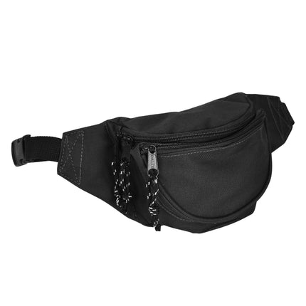 DALIX Fanny Pack with 3 Pockets - Traveling Concealment Pouch 3 Black Front view
