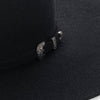 Denton Black Low Cattleman Cowboy Hat showing detail of hat band buckle