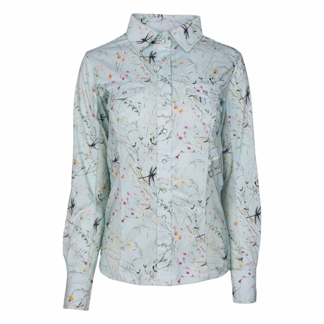 Dragonfly Meadow Western Riding Top buttoned up to top
