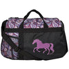 AWST Int “Lila” Galloping Horse Patterned Duffle Bag with Mauve Horse on front