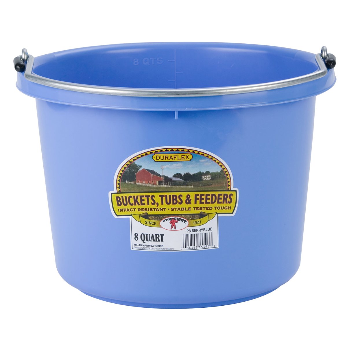 DuraFlex Plastic Bucket - 8 Quart Berry Blue