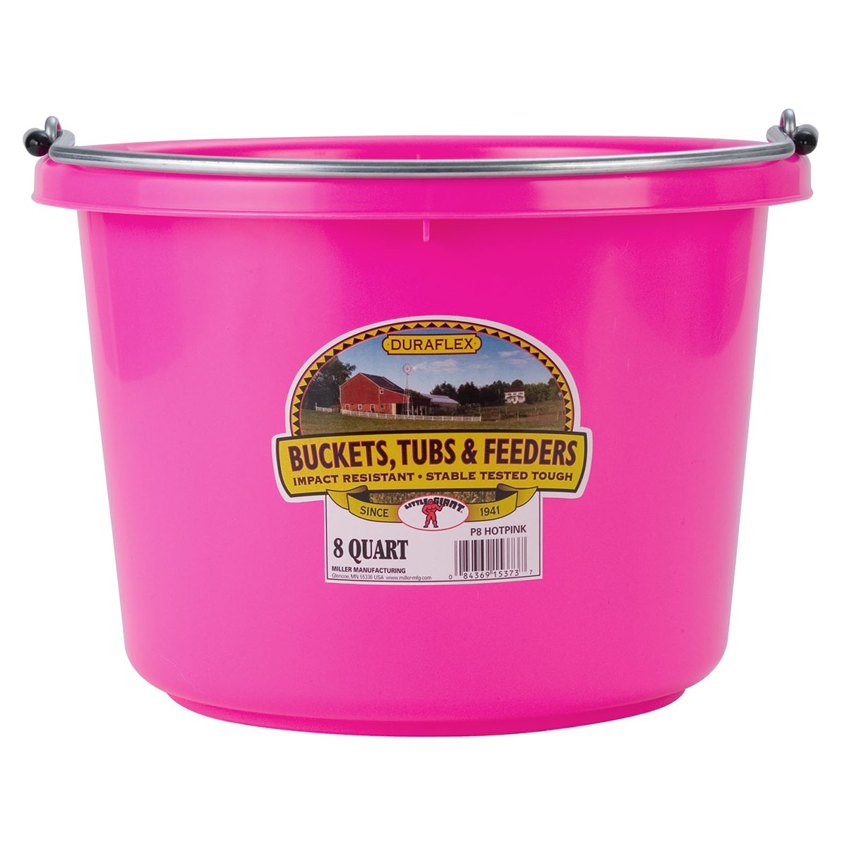 DuraFlex Plastic Bucket - 8 Quart Hot Pink