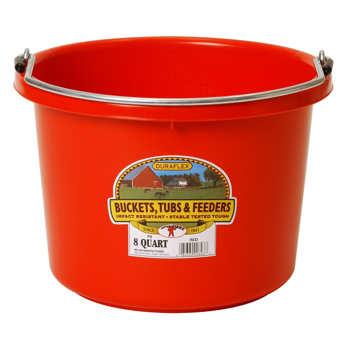 DuraFlex Plastic Bucket - 8 Quart Red