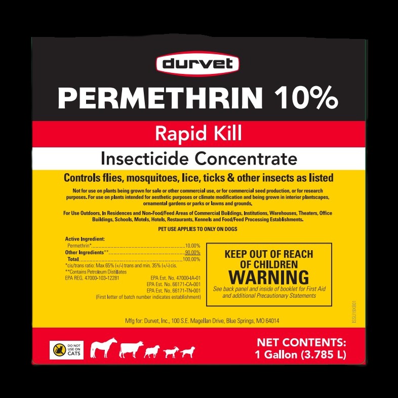 Duravet Permethrin 10% Insecticide Concentrate 1 gallon label