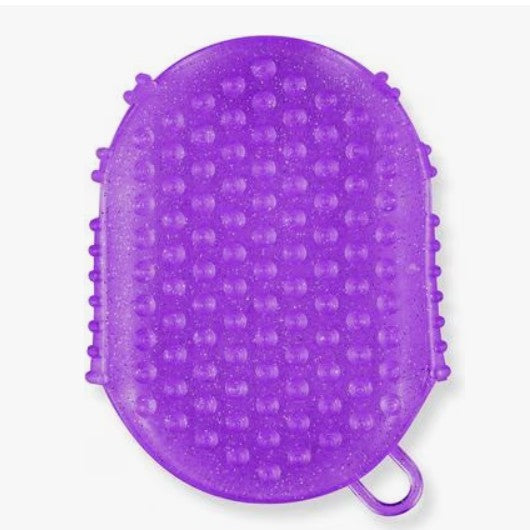 EcoPure Jelly Glitter Scrubber in purple front side 