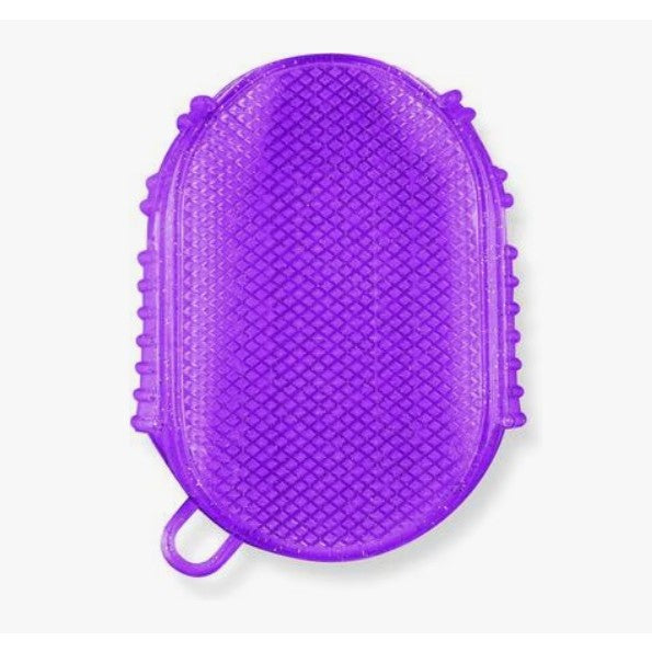 EcoPure Jelly Glitter Scrubber in purple back side 