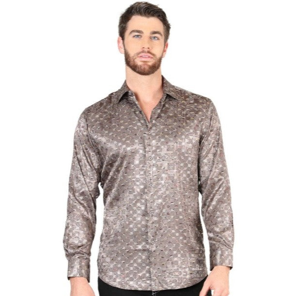 El General Western Wear - Men's Casual Long-Sleeve Shirt Front Brown