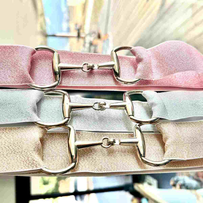 Equestrian Elastic Snaffle Bit Belt 3 shades in pink, silver and gold 
