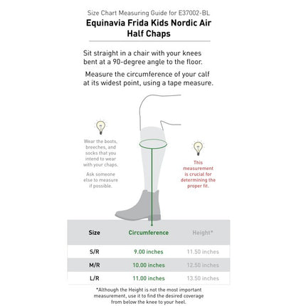 Equinavia Frida Kids NordicAir™ Half Chaps Size Chart